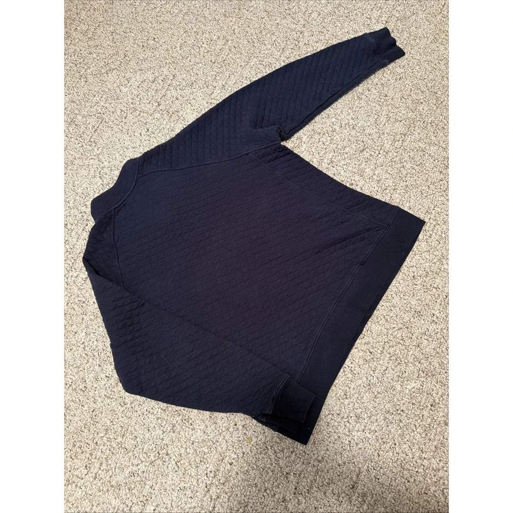 Eddie Bauer Men's  Quarter Snap Mock Quilted Pullover Navy Blue L Front Pocket